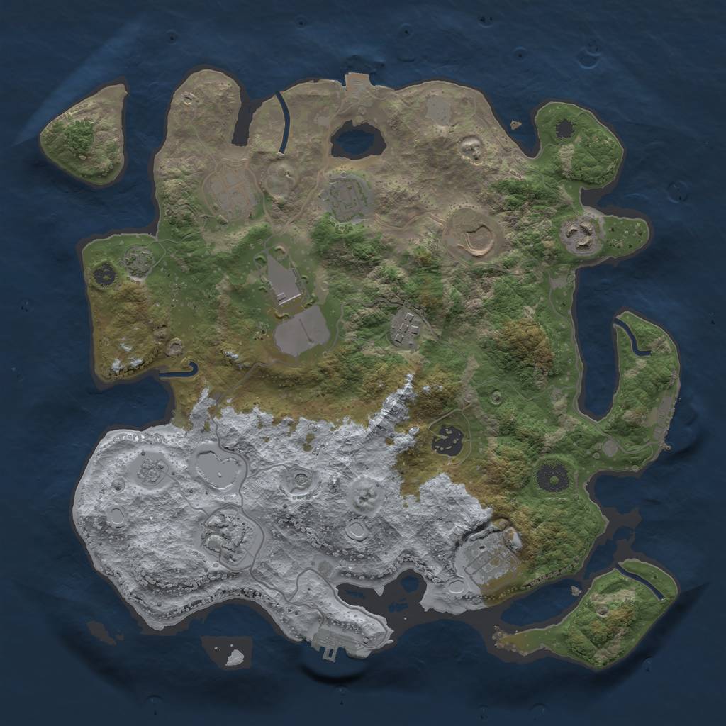 Rust Map: Procedural Map, Size: 3500, Seed: 54066823, 17 Monuments