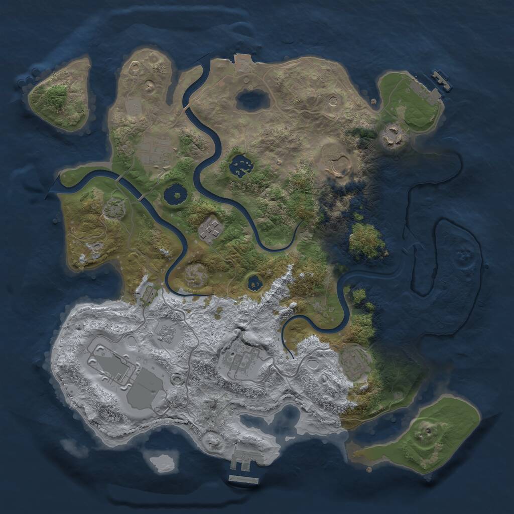 Rust Map: Procedural Map, Size: 3500, Seed: 54066823, 14 Monuments