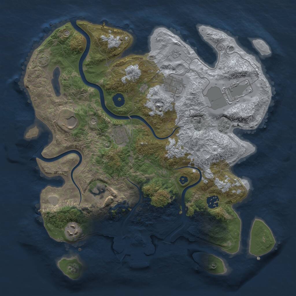 Rust Map: Procedural Map, Size: 3500, Seed: 150251, 13 Monuments