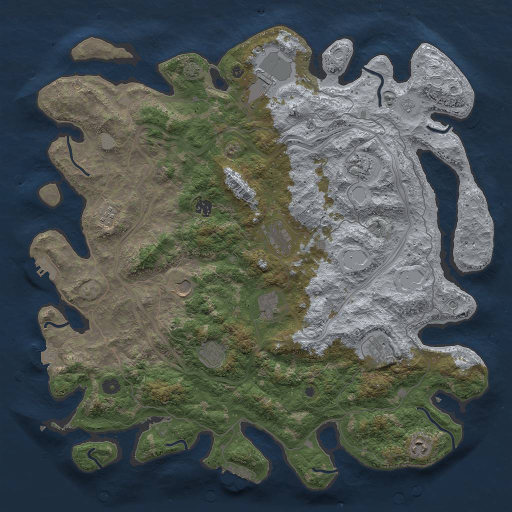 Rust Map: Procedural Map, Size: 4500, Seed: 8790234, 18 Monuments