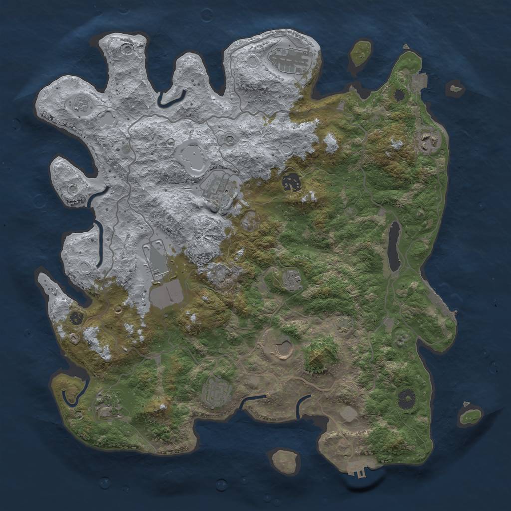 Rust Map: Procedural Map, Size: 4000, Seed: 227644137, 17 Monuments