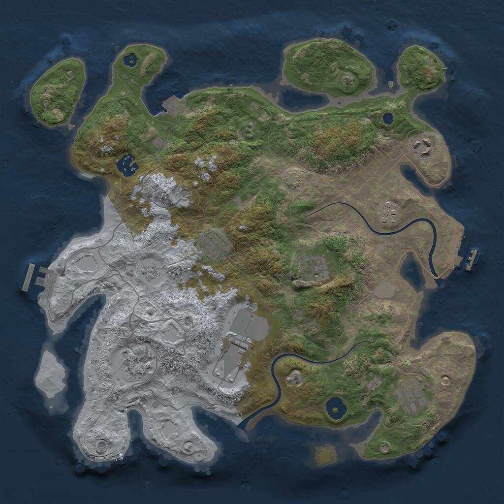 Rust Map: Procedural Map, Size: 3600, Seed: 1883710910, 14 Monuments