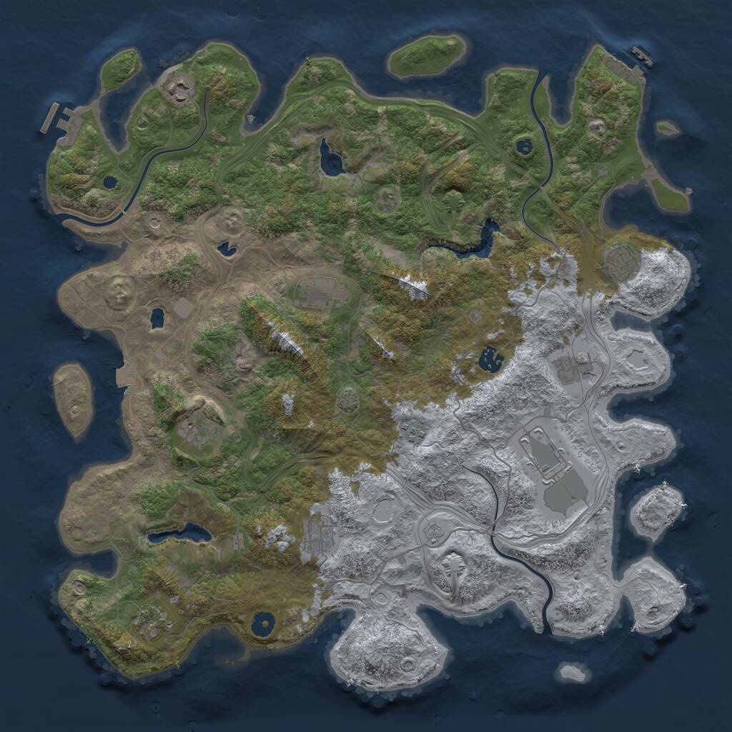 Rust Map: Procedural Map, Size: 4500, Seed: 1775394352, 16 Monuments