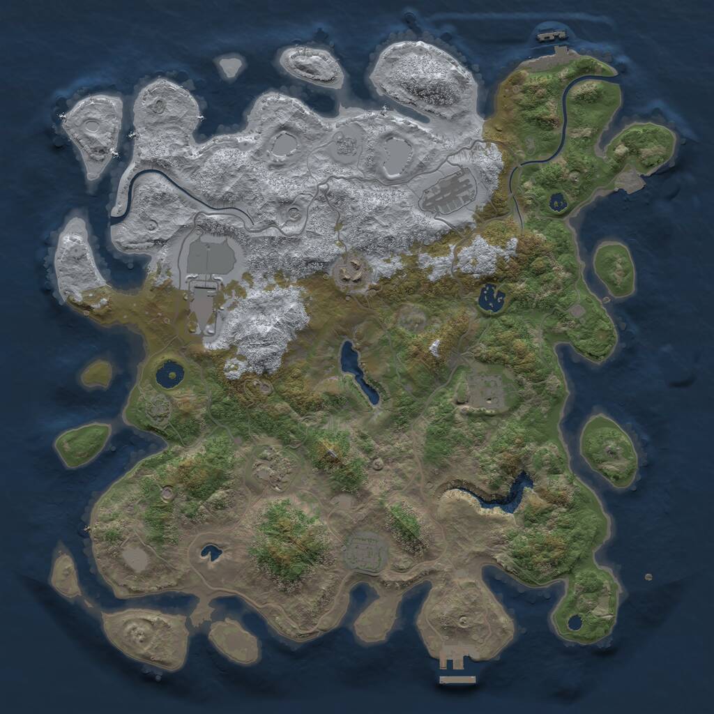 Rust Map: Procedural Map, Size: 4000, Seed: 242824030, 13 Monuments