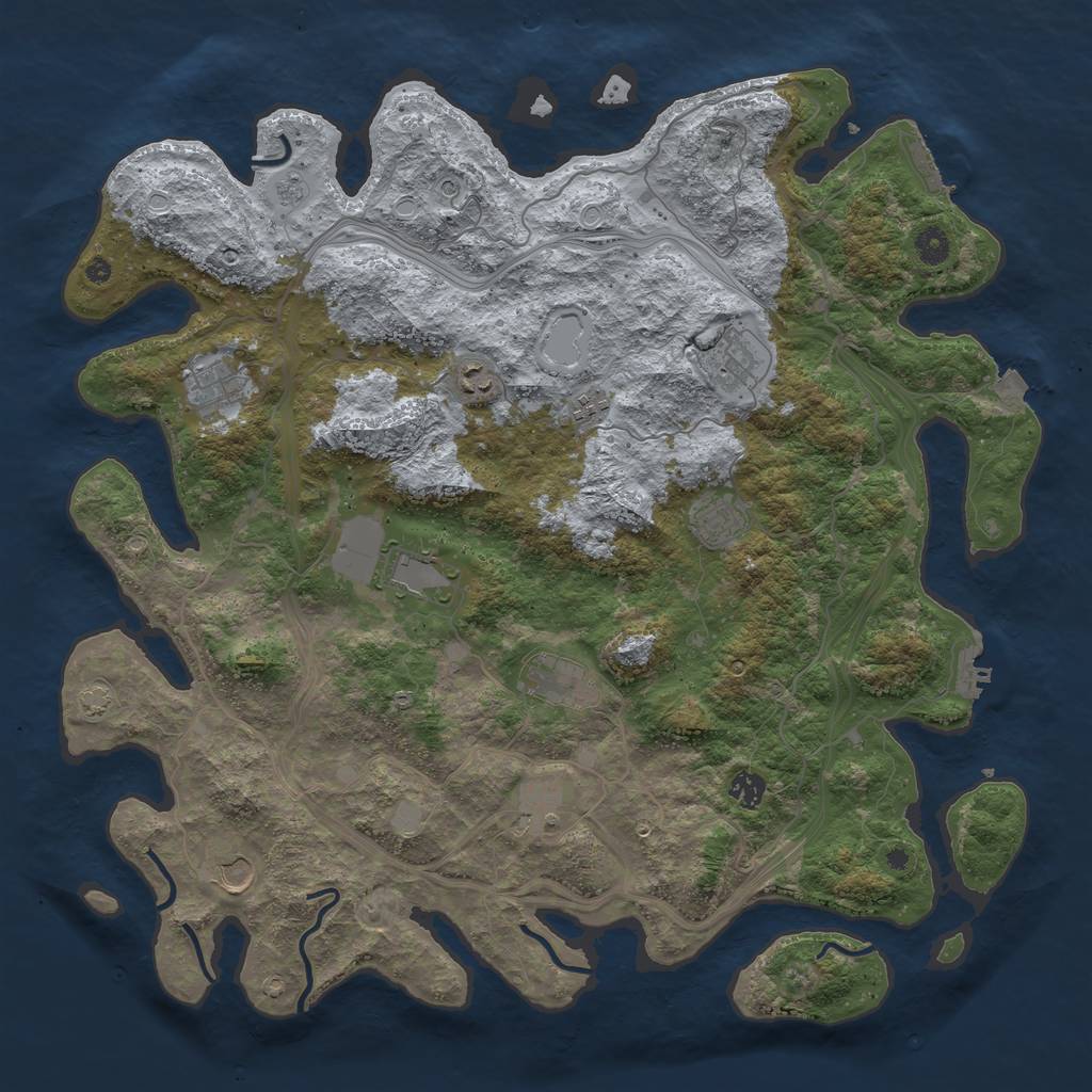 Rust Map: Procedural Map, Size: 4500, Seed: 30518407, 18 Monuments