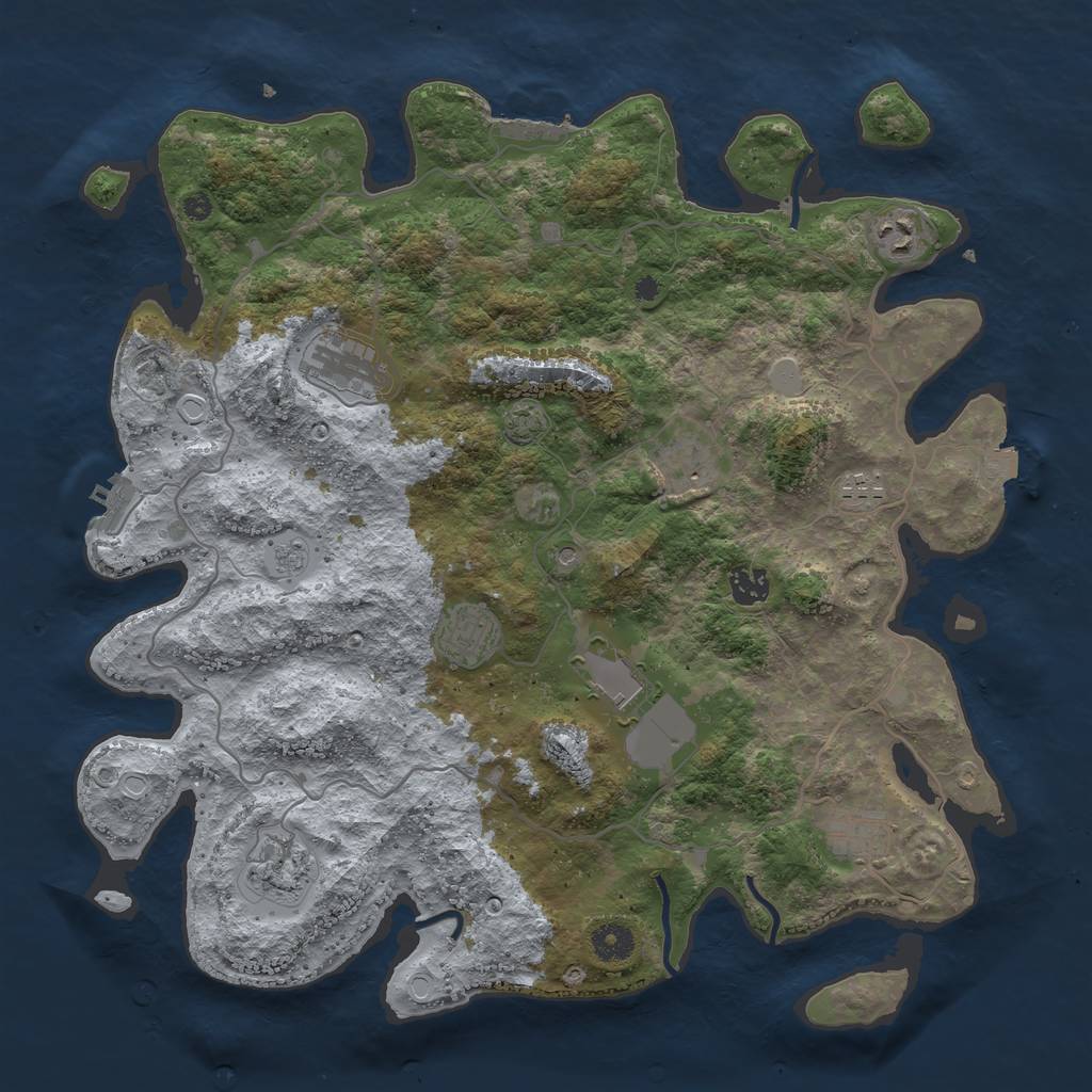 Rust Map: Procedural Map, Size: 4000, Seed: 1132137784, 17 Monuments