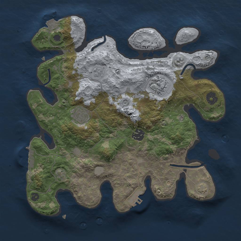 Rust Map: Procedural Map, Size: 3000, Seed: 1240552389, 11 Monuments