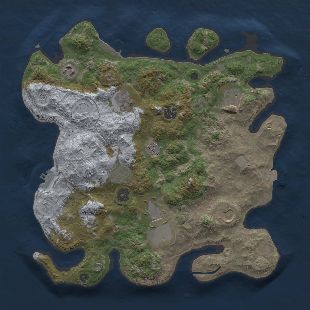 Rust Map: Procedural Map, Size: 3500, Seed: 1677658494, 17 Monuments