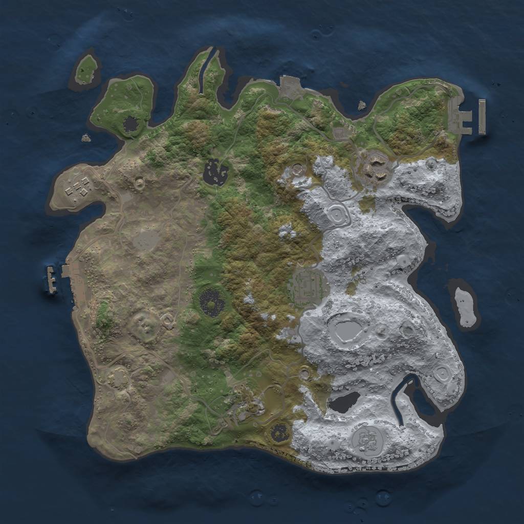 Rust Map: Procedural Map, Size: 3000, Seed: 9503, 13 Monuments