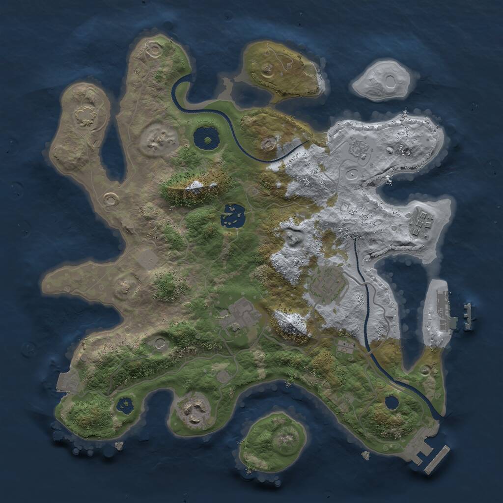 Rust Map: Procedural Map, Size: 3000, Seed: 1239482905, 11 Monuments