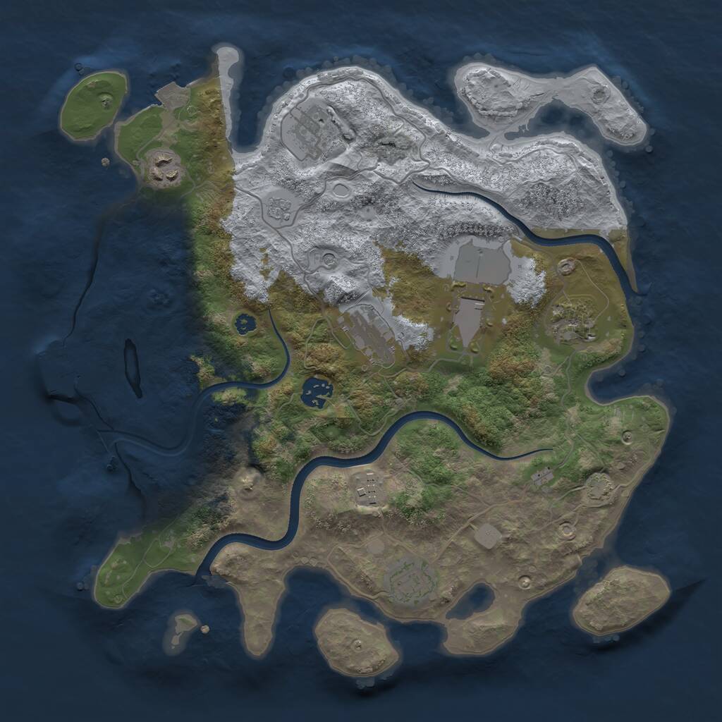 Rust Map: Procedural Map, Size: 3500, Seed: 28038707, 13 Monuments