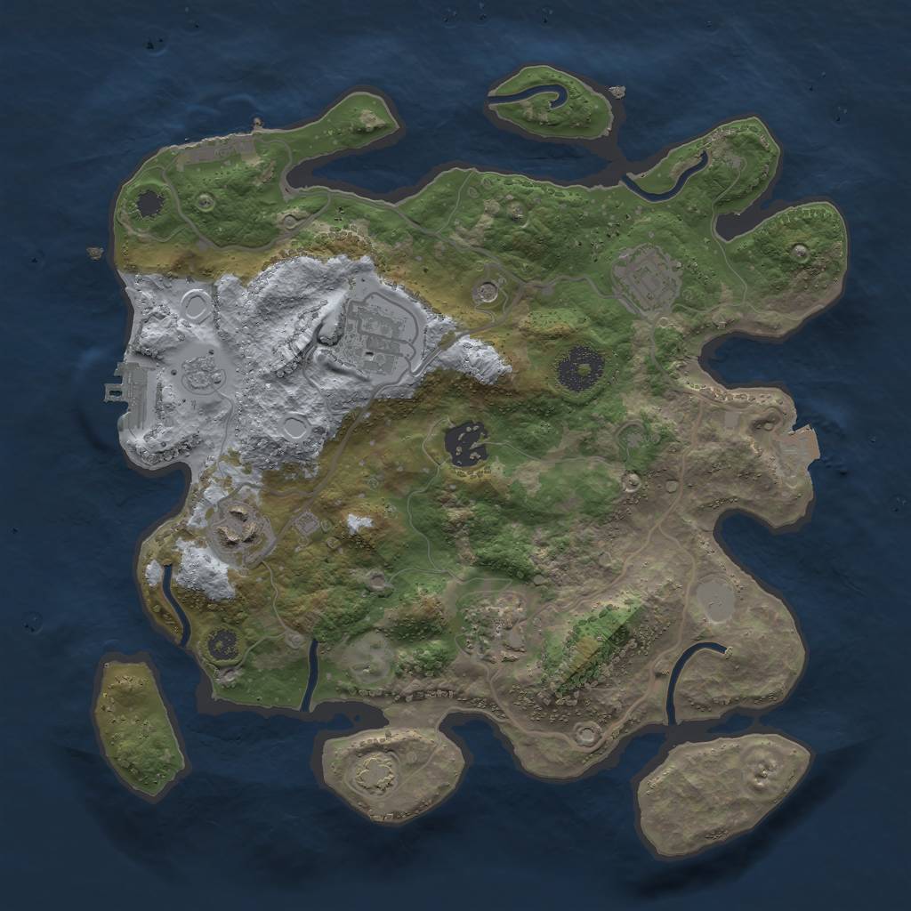 Rust Map: Procedural Map, Size: 3000, Seed: 5439702, 13 Monuments
