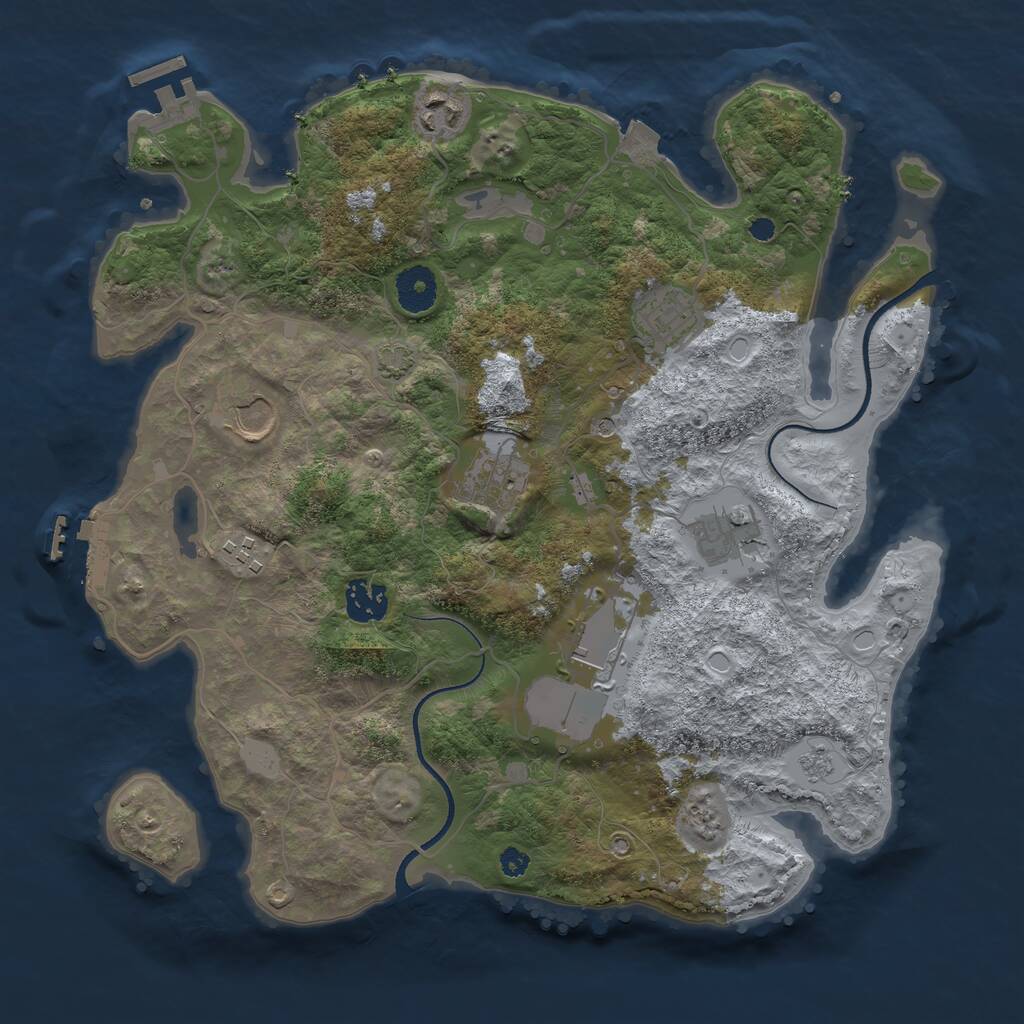 Rust Map: Procedural Map, Size: 3500, Seed: 5415156, 14 Monuments