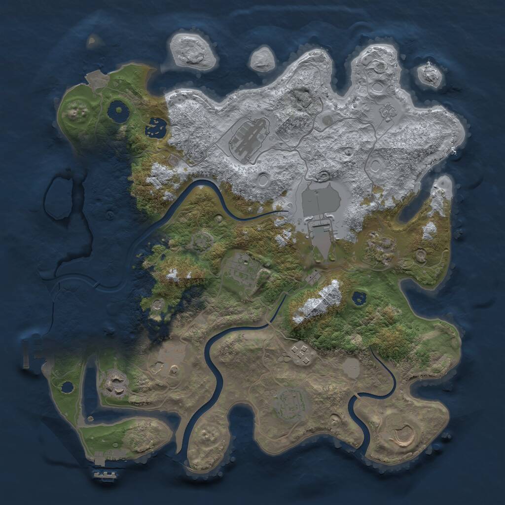 Rust Map: Procedural Map, Size: 3500, Seed: 2084129153, 16 Monuments