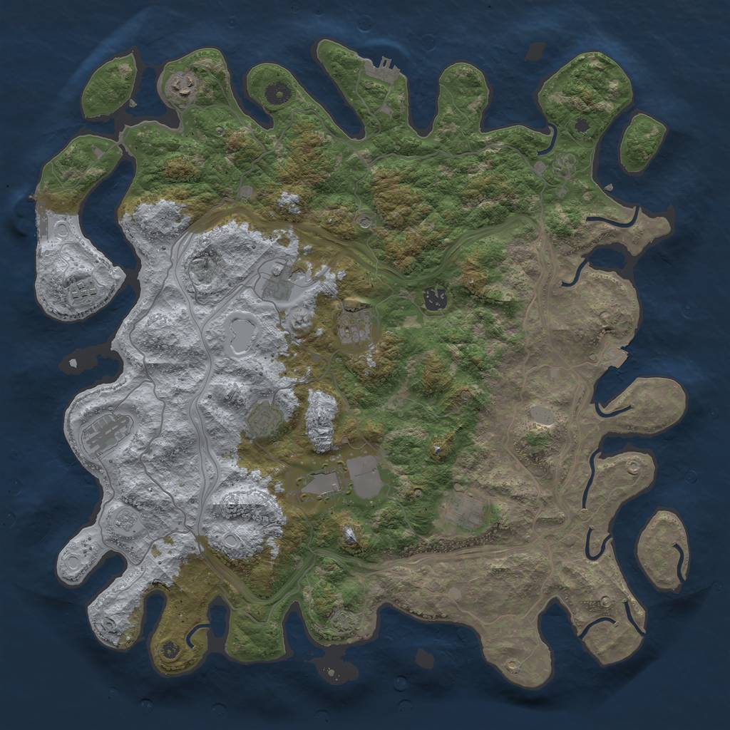 Rust Map: Procedural Map, Size: 4500, Seed: 6901, 17 Monuments