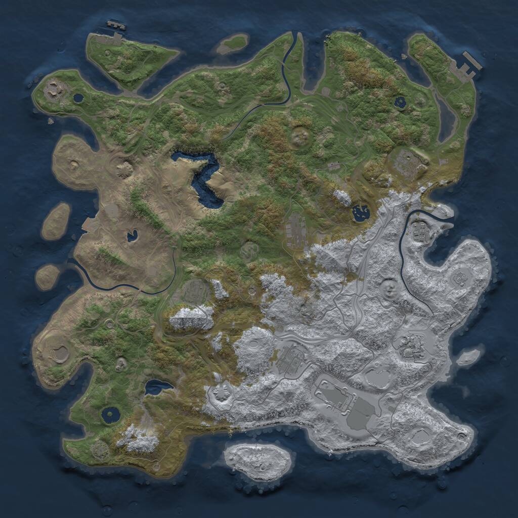 Rust Map: Procedural Map, Size: 4444, Seed: 999666, 16 Monuments