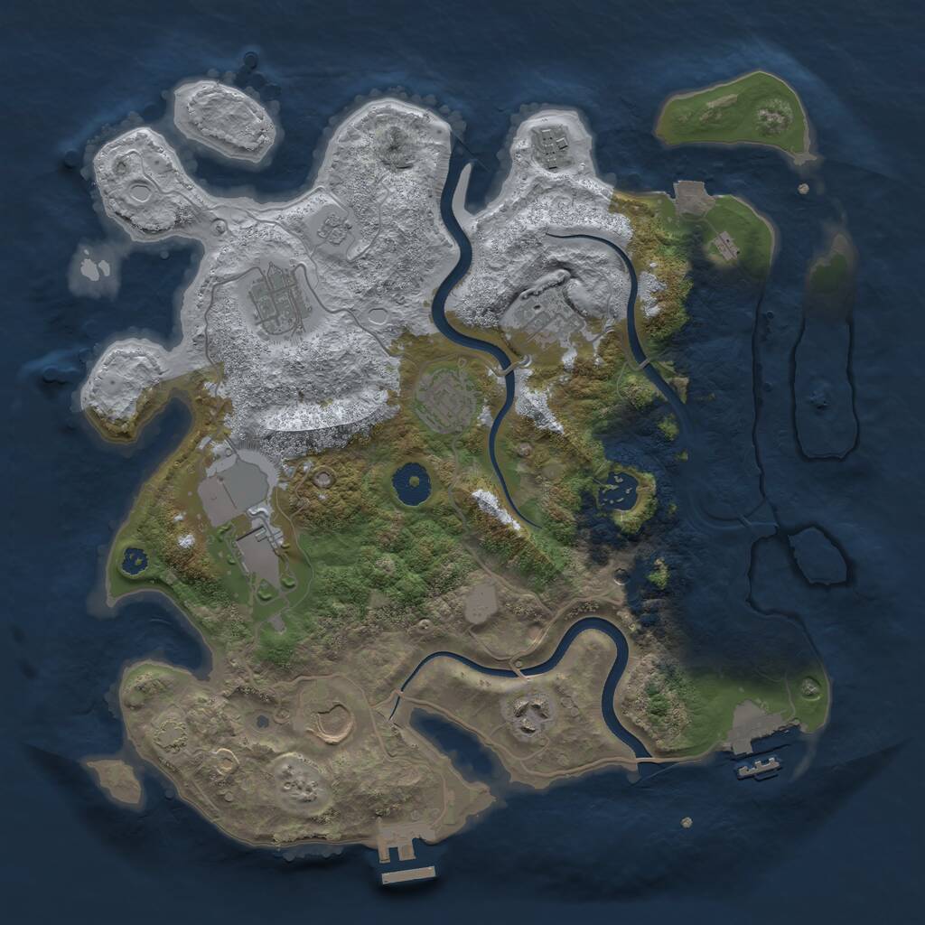 Rust Map: Procedural Map, Size: 3500, Seed: 2046636387, 14 Monuments