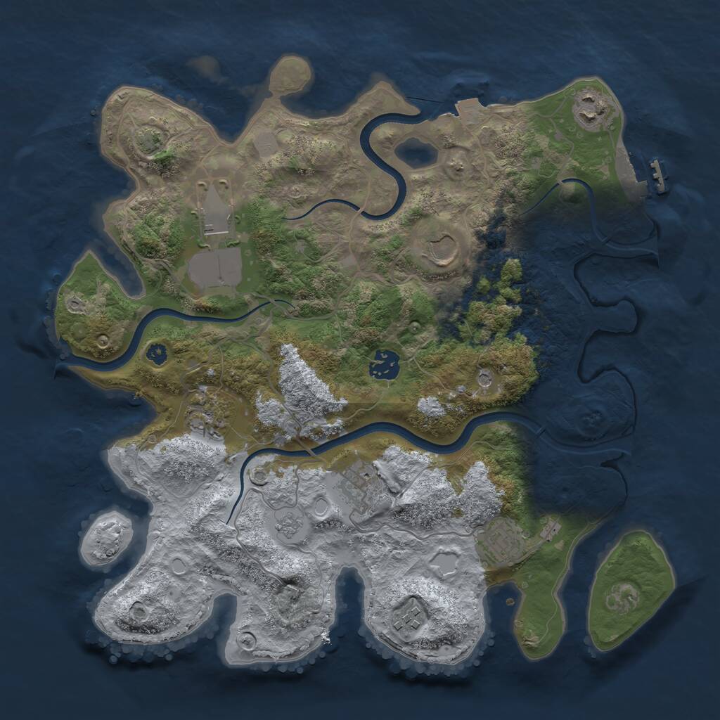 Rust Map: Procedural Map, Size: 3500, Seed: 1940462554, 13 Monuments