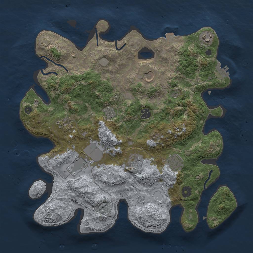 Rust Map: Procedural Map, Size: 3500, Seed: 1940462554, 15 Monuments
