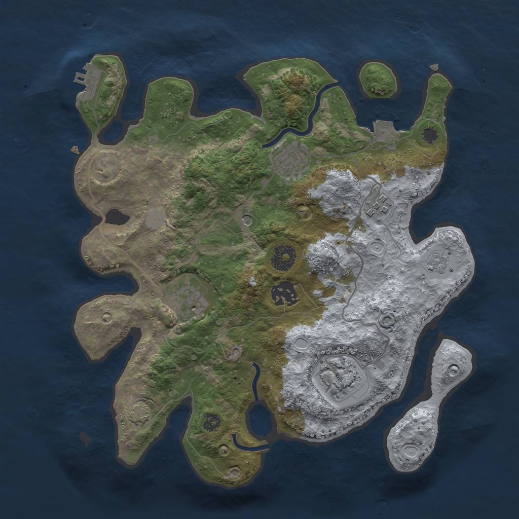 Rust Map: Procedural Map, Size: 3000, Seed: 1964878506, 12 Monuments