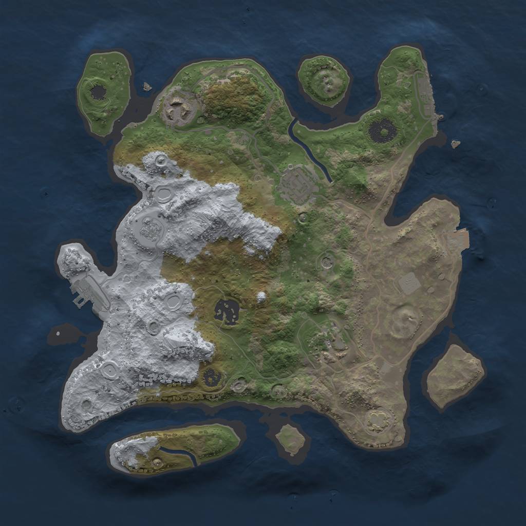 Rust Map: Procedural Map, Size: 3000, Seed: 16932, 12 Monuments