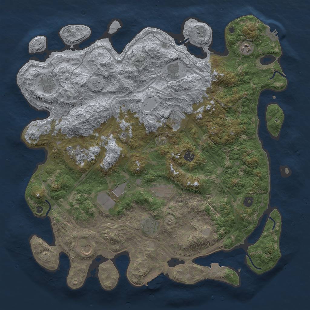 Rust Map: Procedural Map, Size: 4500, Seed: 1485272942, 19 Monuments