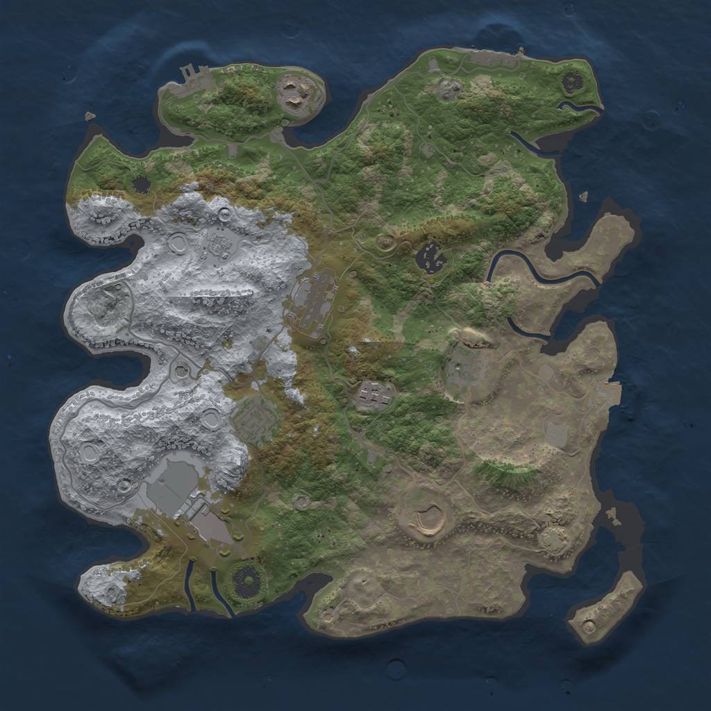 Rust Map: Procedural Map, Size: 3500, Seed: 139360265, 16 Monuments