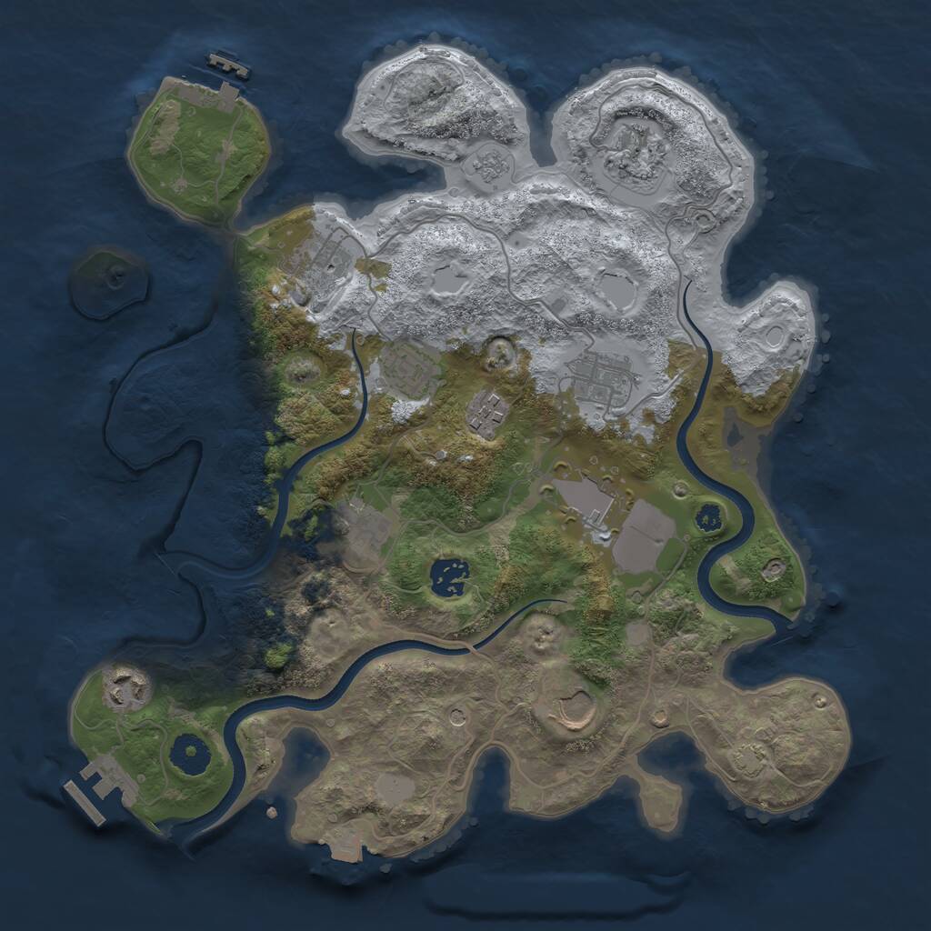 Rust Map: Procedural Map, Size: 3500, Seed: 215903665, 16 Monuments