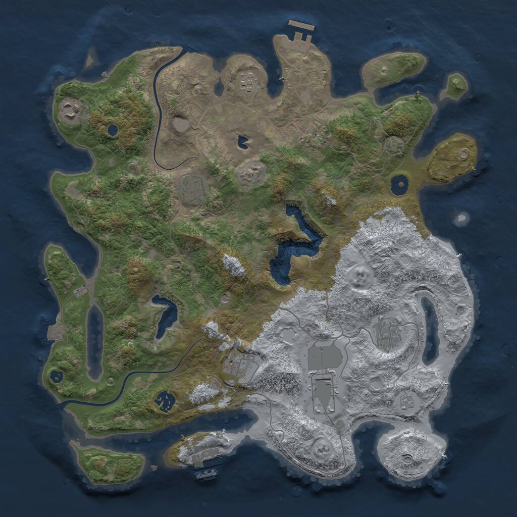 Rust Map: Procedural Map, Size: 4000, Seed: 617642038, 14 Monuments