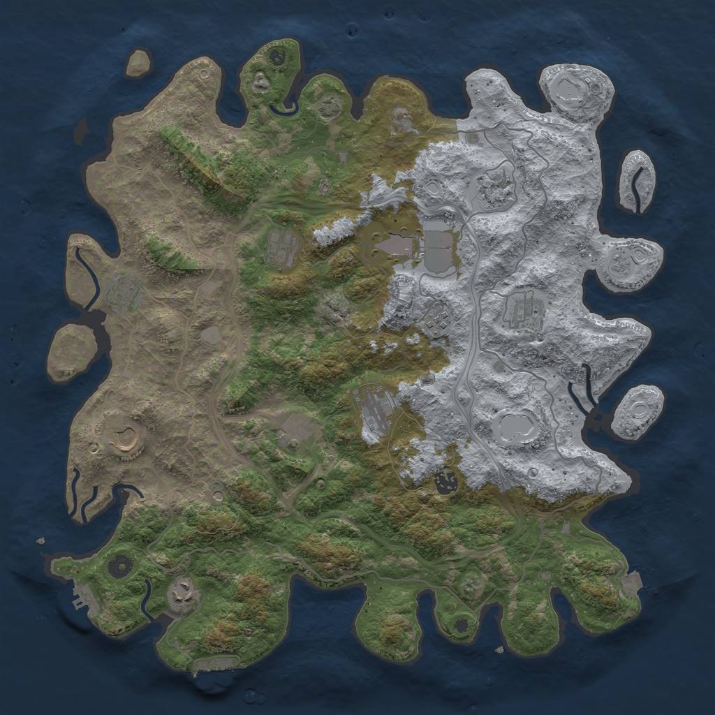 Rust Map: Procedural Map, Size: 4500, Seed: 1462422620, 19 Monuments
