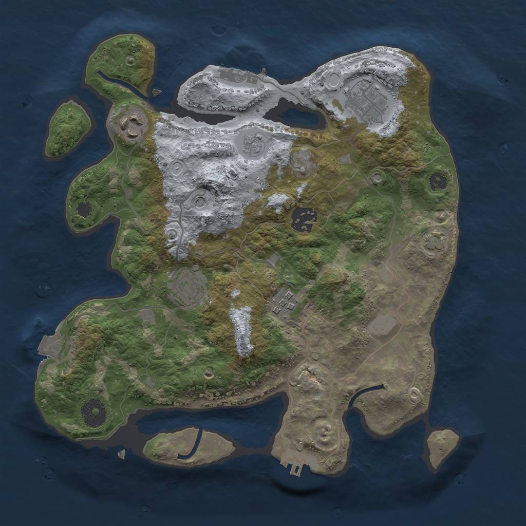 Rust Map: Procedural Map, Size: 3000, Seed: 6204857, 13 Monuments