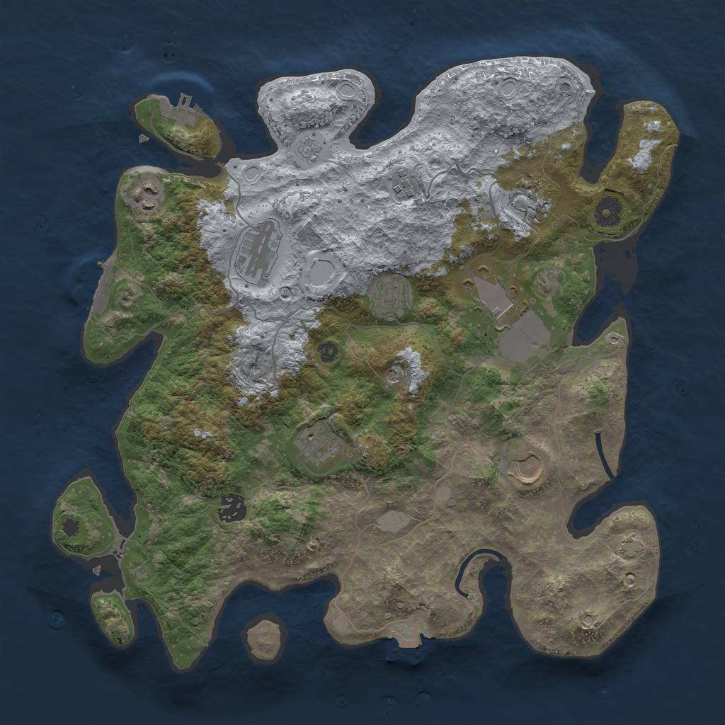 Rust Map: Procedural Map, Size: 3700, Seed: 59224125, 17 Monuments