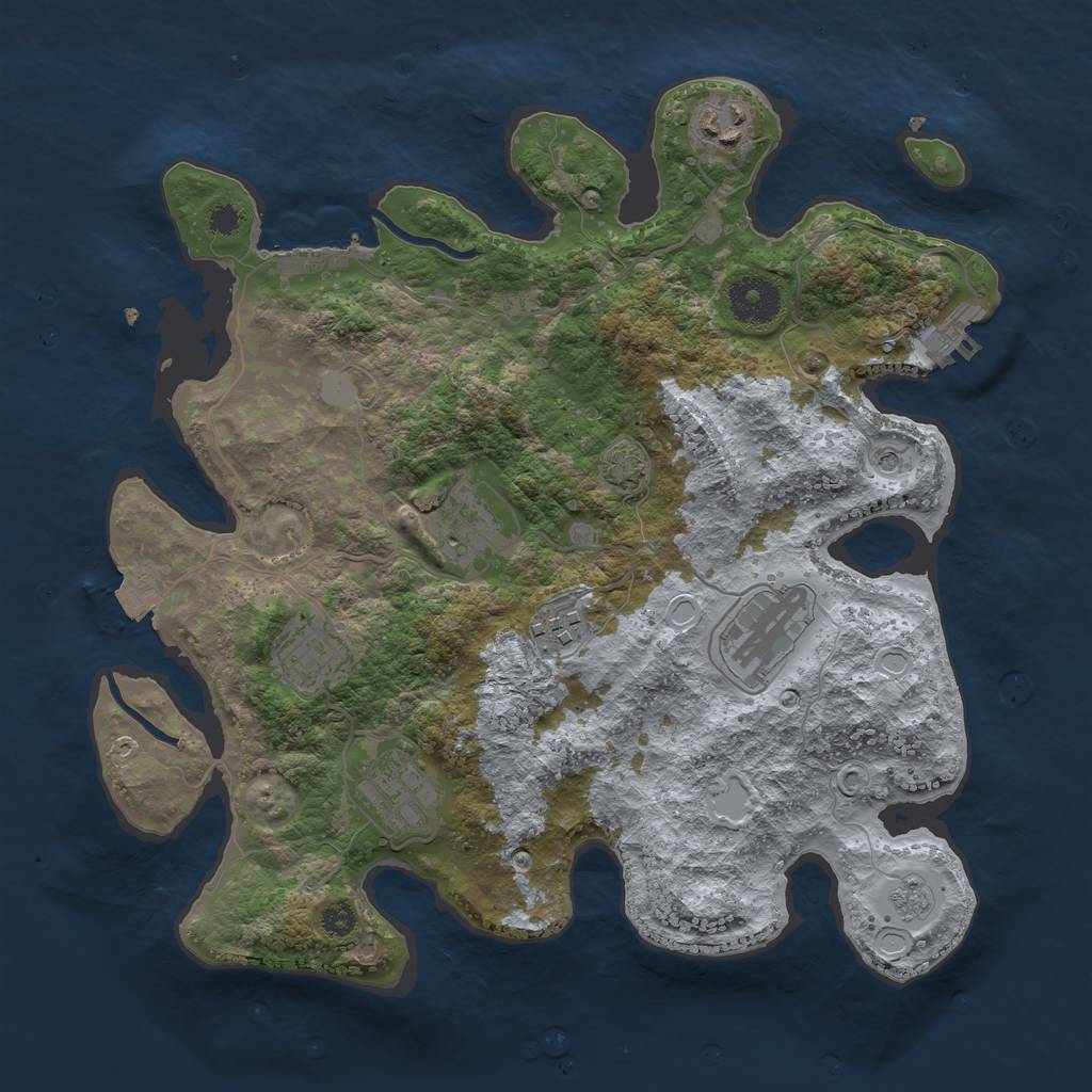 Rust Map: Procedural Map, Size: 3300, Seed: 712372, 14 Monuments