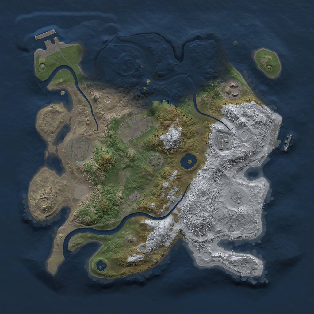 Rust Map: Procedural Map, Size: 3000, Seed: 64987, 10 Monuments