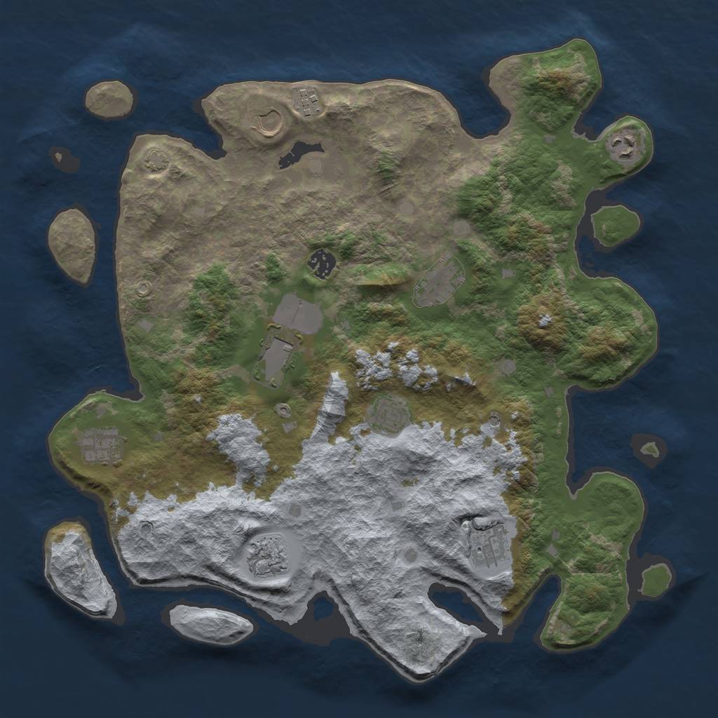 Rust Map: Barren, Size: 4000, Seed: 3700, 14 Monuments