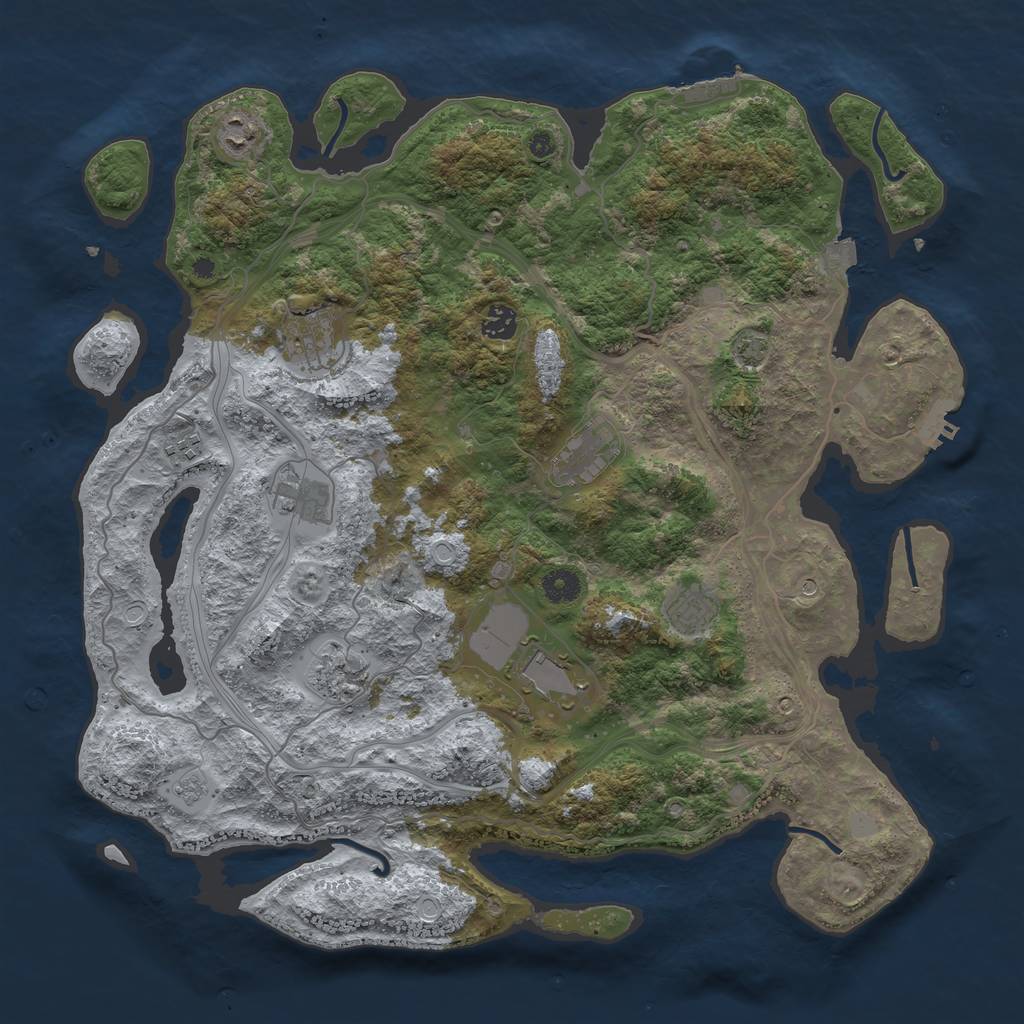 Rust Map: Procedural Map, Size: 4250, Seed: 1609256470, 17 Monuments