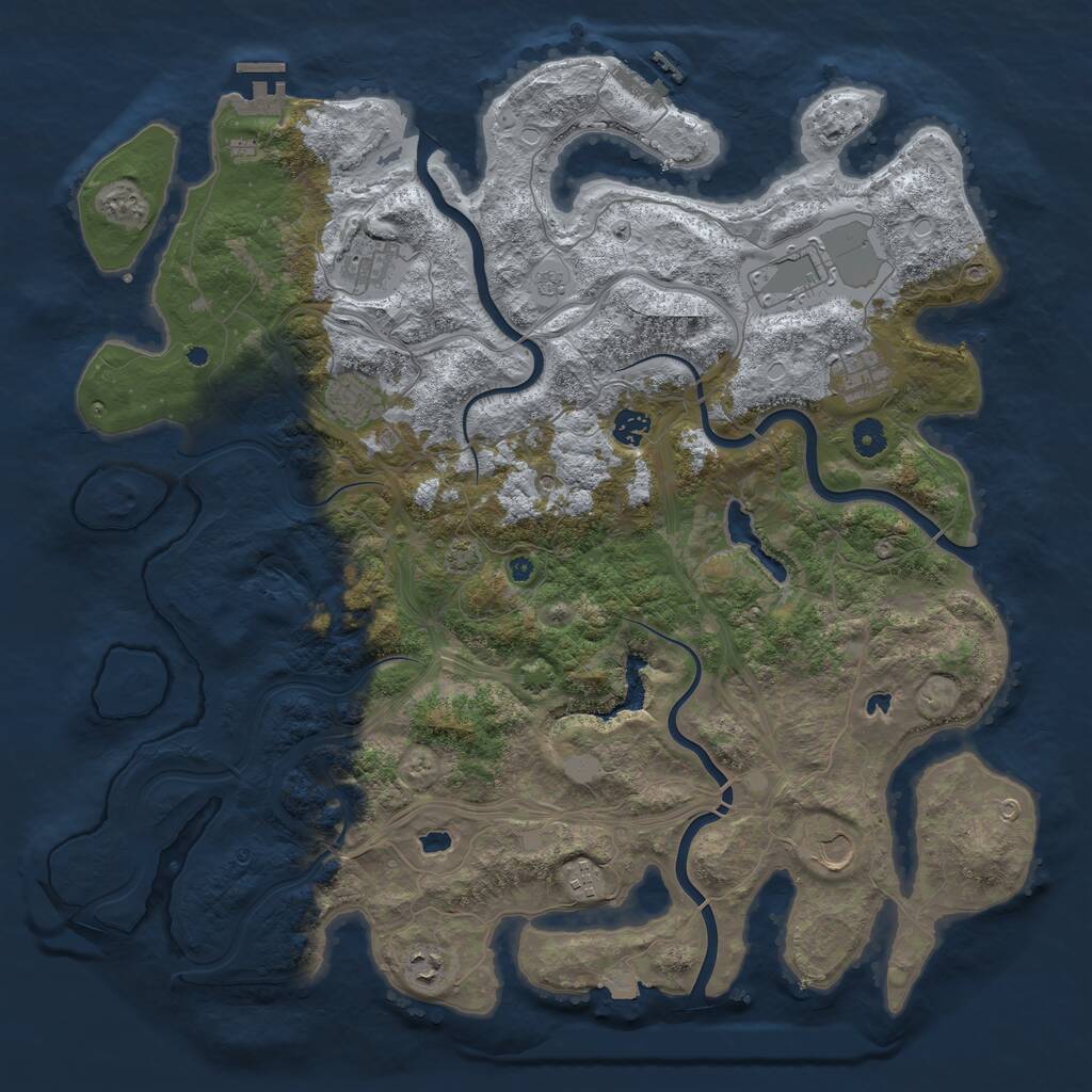 Rust Map: Procedural Map, Size: 4500, Seed: 1675411843, 14 Monuments