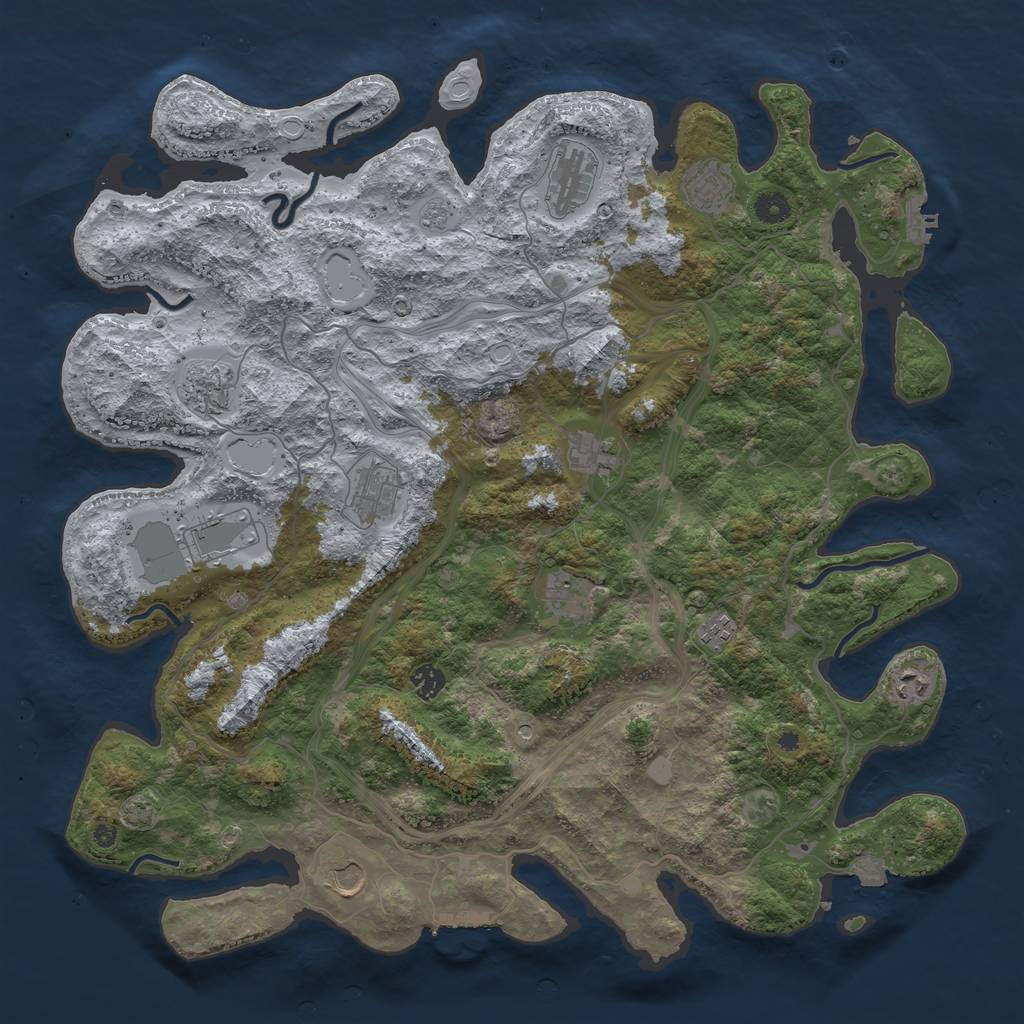 Rust Map: Procedural Map, Size: 4500, Seed: 2013630849, 19 Monuments