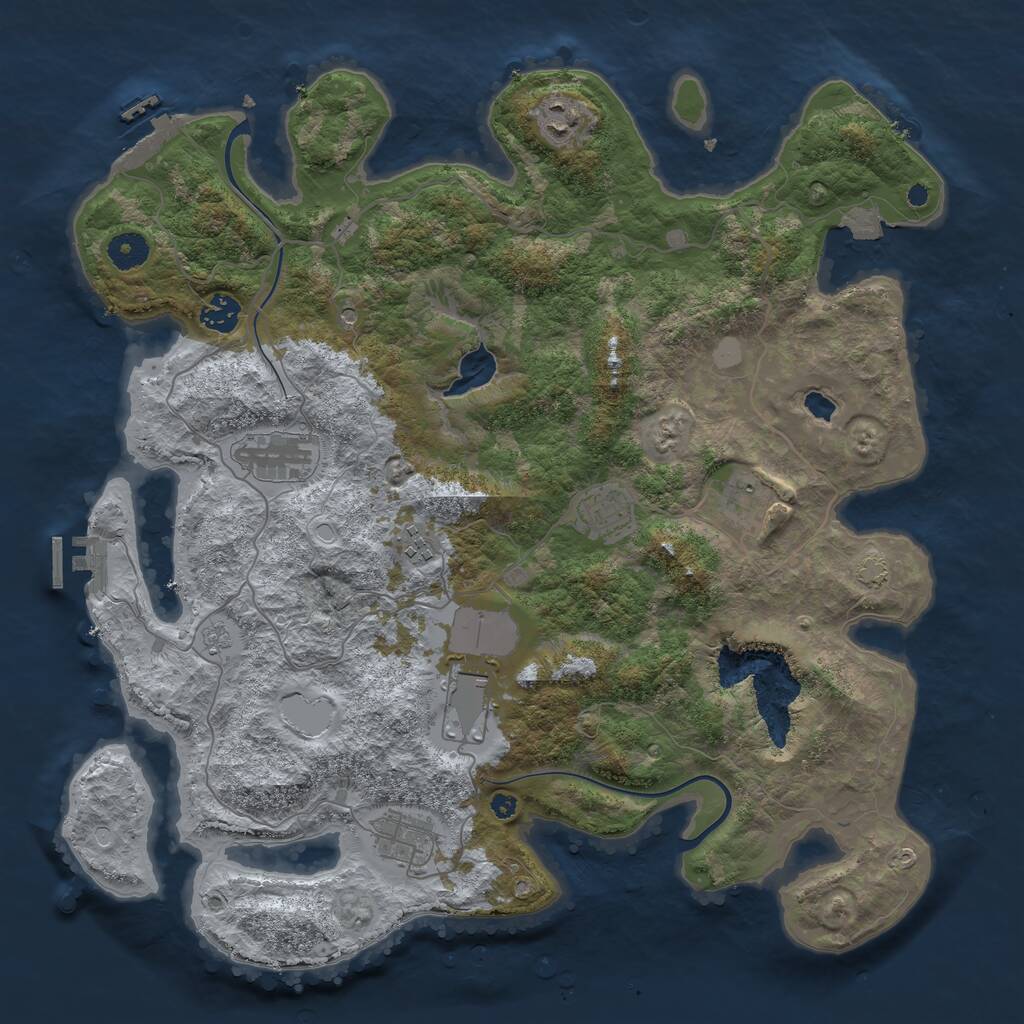 Rust Map: Procedural Map, Size: 4000, Seed: 631137756, 14 Monuments