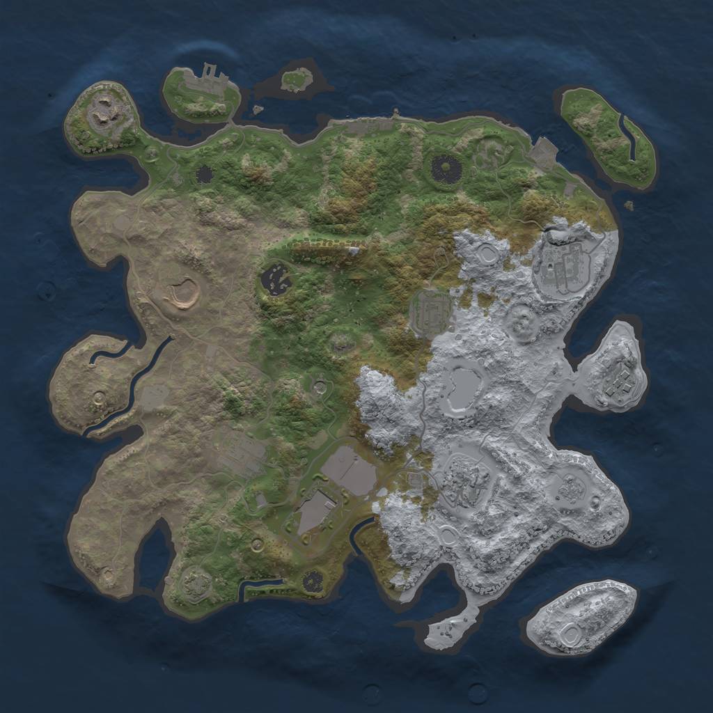 Rust Map: Procedural Map, Size: 3500, Seed: 3462344, 17 Monuments
