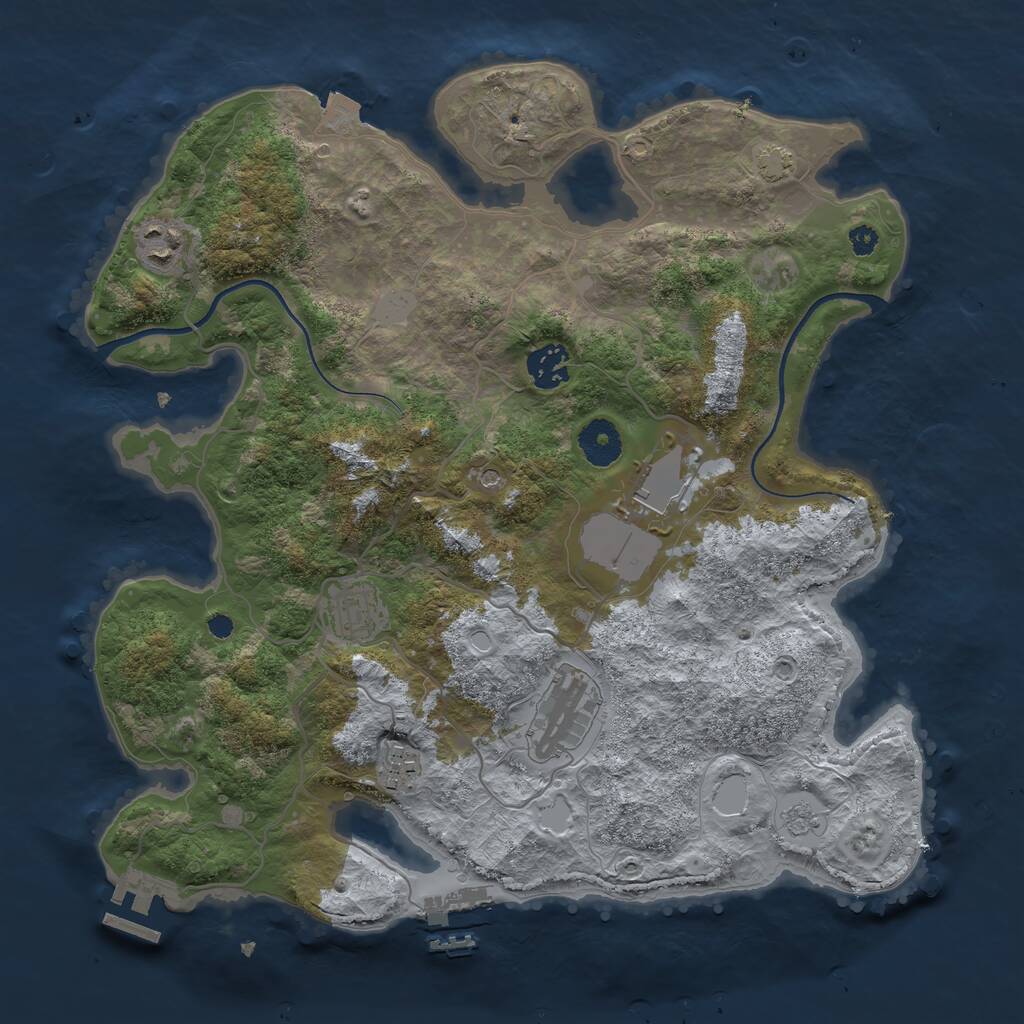 Rust Map: Procedural Map, Size: 3500, Seed: 123383415, 12 Monuments