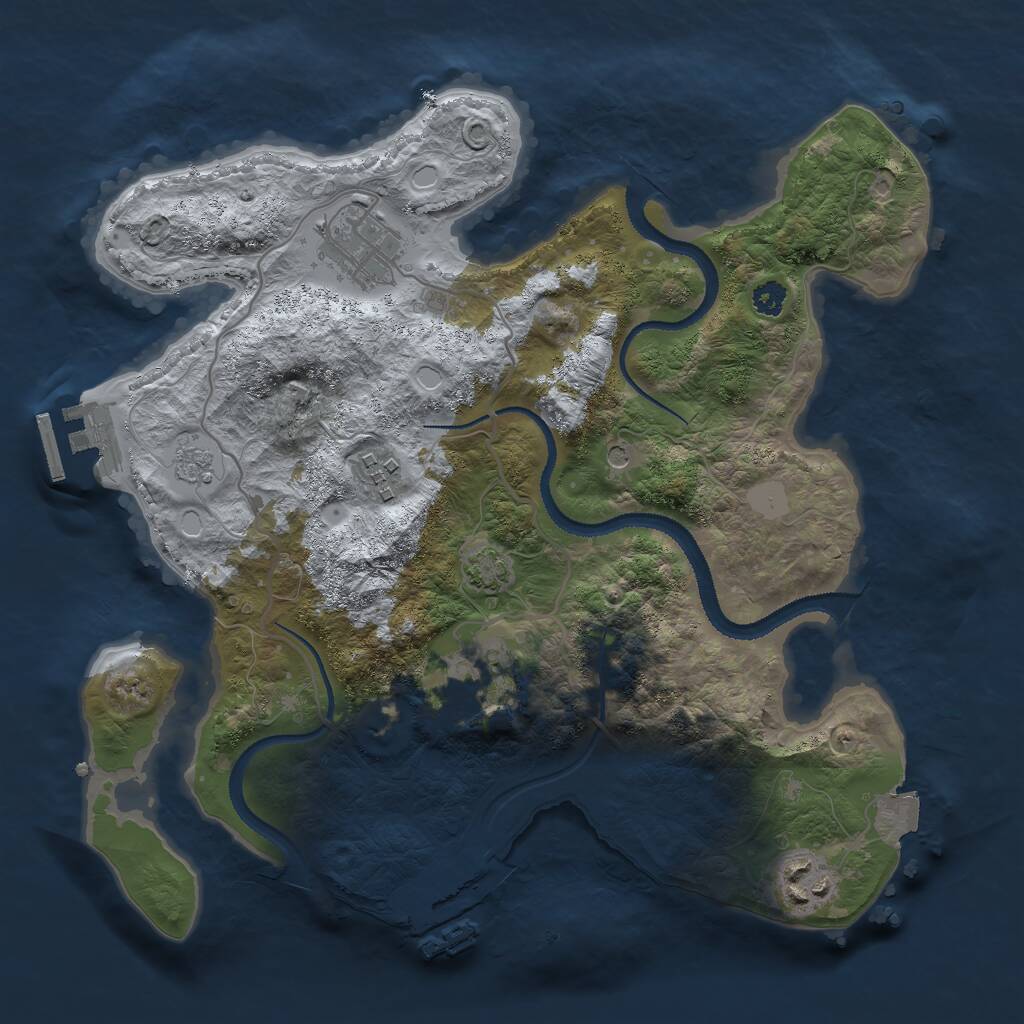 Rust Map: Procedural Map, Size: 3000, Seed: 348217988, 10 Monuments