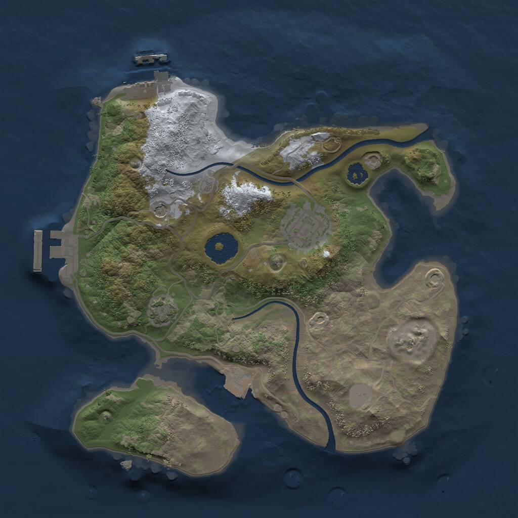 Rust Map: Procedural Map, Size: 2500, Seed: 38364, 6 Monuments