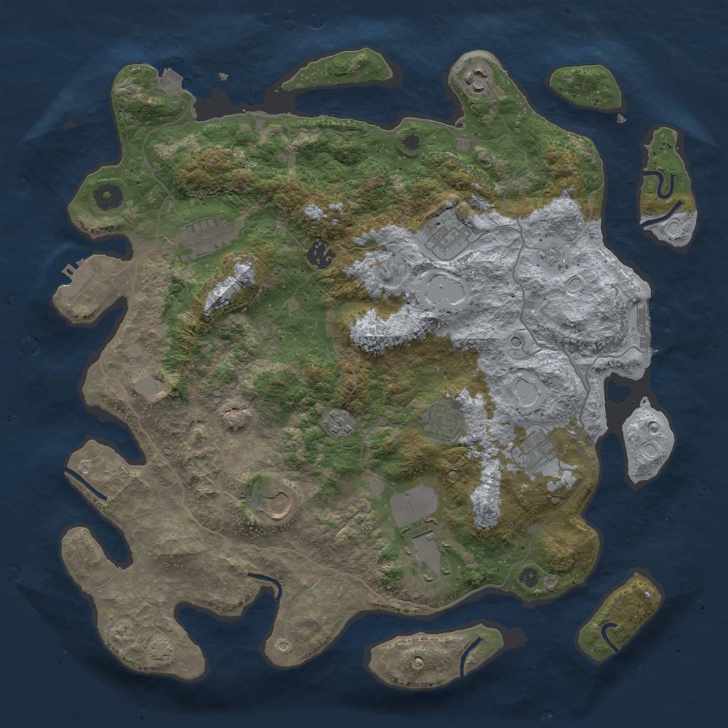 Rust Map: Procedural Map, Size: 4000, Seed: 593946430, 17 Monuments