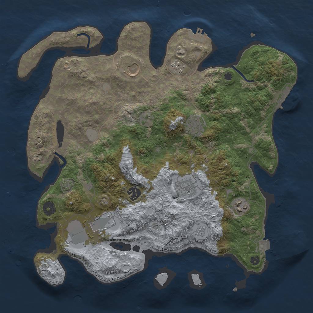 Rust Map: Procedural Map, Size: 3500, Seed: 670076028, 15 Monuments