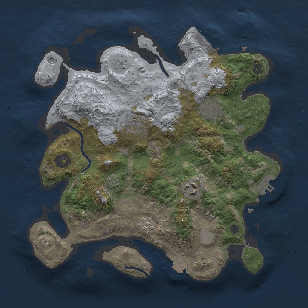 Rust Map: Procedural Map, Size: 3000, Seed: 21274, 12 Monuments