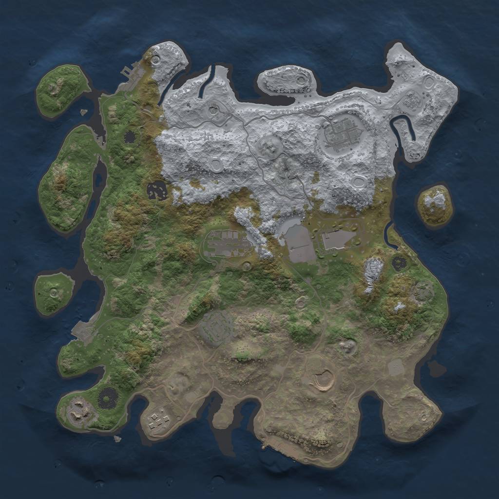 Rust Map: Procedural Map, Size: 3500, Seed: 614991986, 16 Monuments
