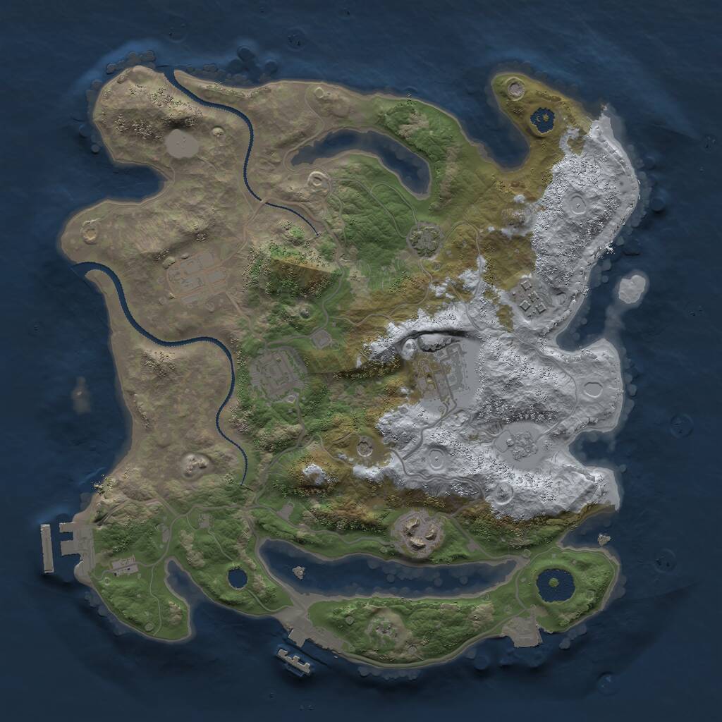 Rust Map: Procedural Map, Size: 3000, Seed: 14225267, 11 Monuments