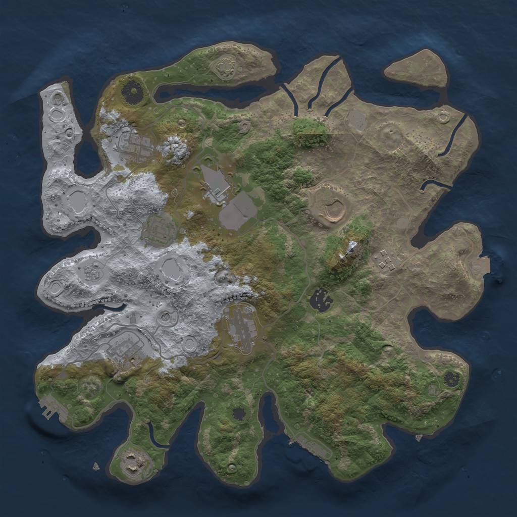 Rust Map: Procedural Map, Size: 3500, Seed: 382601957, 17 Monuments