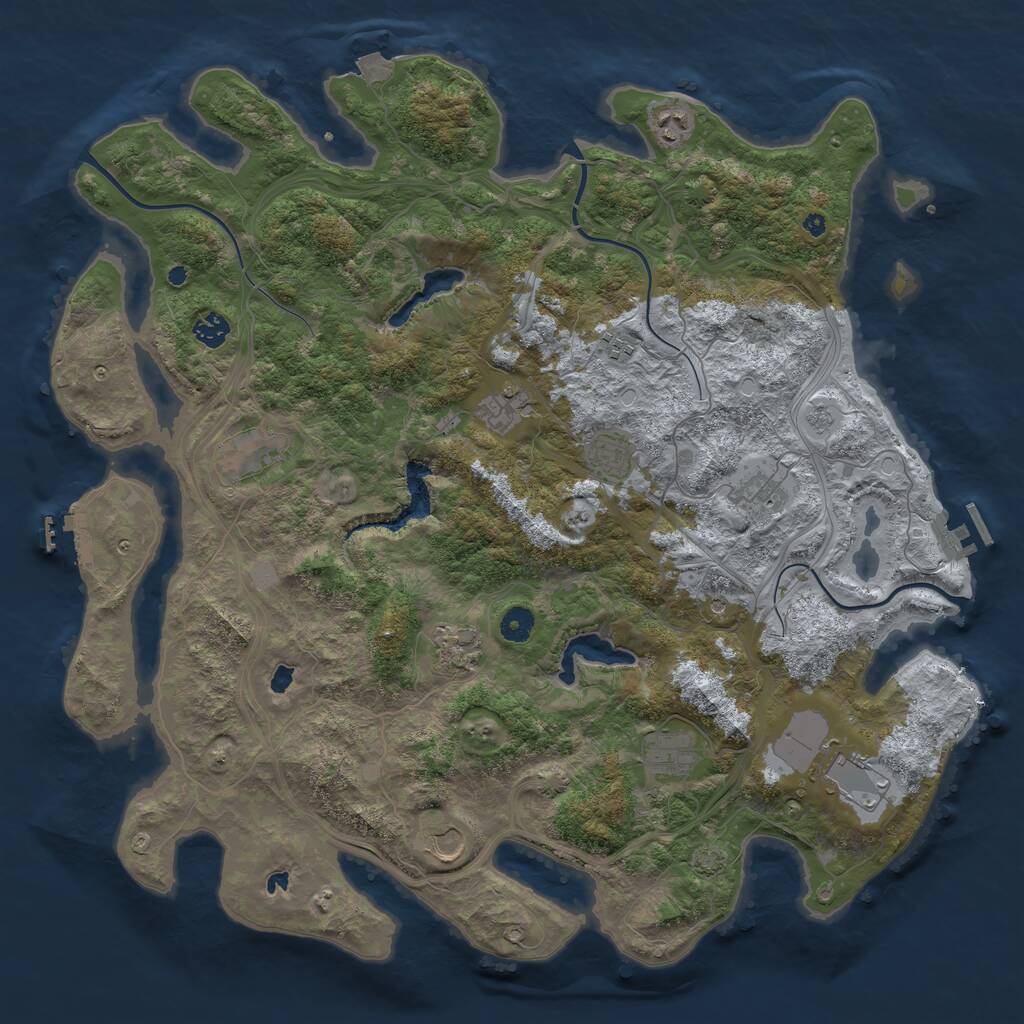 Rust Map: Procedural Map, Size: 4500, Seed: 1996780825, 17 Monuments